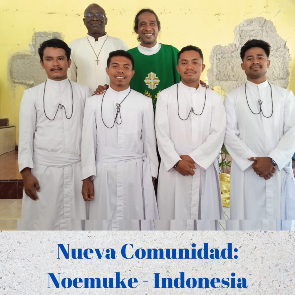 Les frères Wenseslaus Jendot, Alfred Klau, Aristorius Rambang et Deodatus Seran sont les premiers frères à former la nouvelle communauté de Noemuke., Île de Timor - Indonésie.