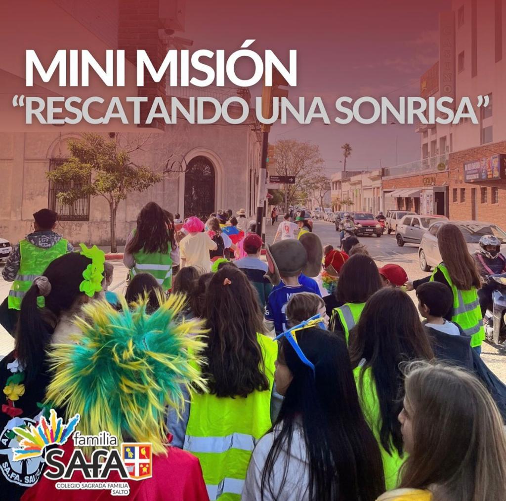 Los colegios de la Familia Sa-Fa de San José de Mayo y de Salto en Uruguay tienen un grupo llamado “Infancia y animación misionera”. Una de sus actividades es esta simpática actividad llamada “Rescatando una sonrisa”